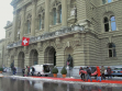 Delivery by Visarte society of petition at Bern city hall opposing reduction of cultural investment.