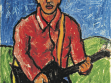 Uroš Djurić, Self-portrait with Gibson Explorer, 1991, oil on canvas.