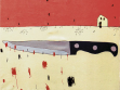 Jakub Hošek:  Knife play 1, 2001-02, Acrylic on canvas, 70x100cm