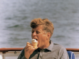 President Kennedy with ice cream cone, 31 August 1963 by Cecil Stoughton, White House.